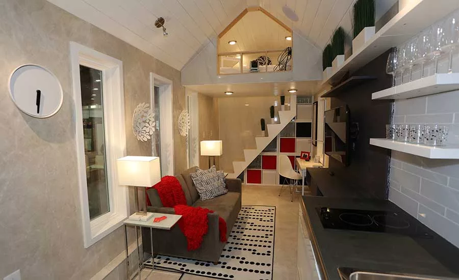 wall panels installed in tiny home