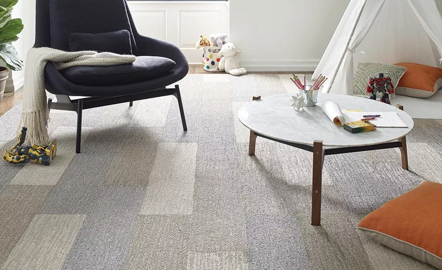 Dynamic Vision peel-and-stick carpet planks by Shaw Floors
