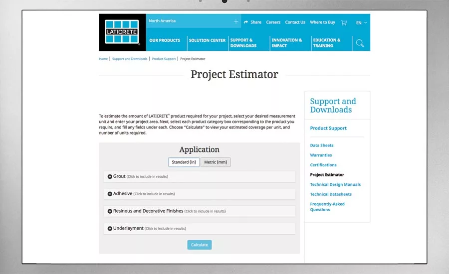 Laticrete's Resinous Flooring Estimator