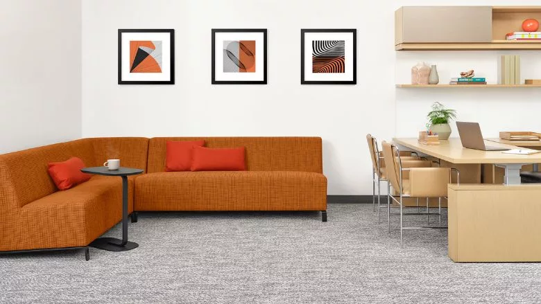 an office with carpet