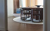 hotel dining room with wood floors