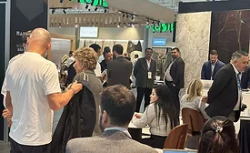 a busy trade show booth