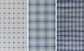 three washable rug images in blue
