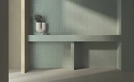 room clad in green tile