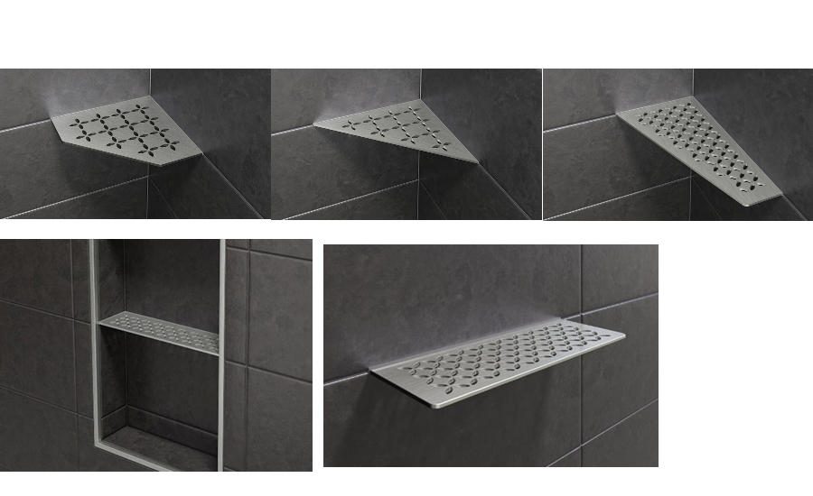 Brushed Stainless Steel Shower Shelves Enhance Design and Performance