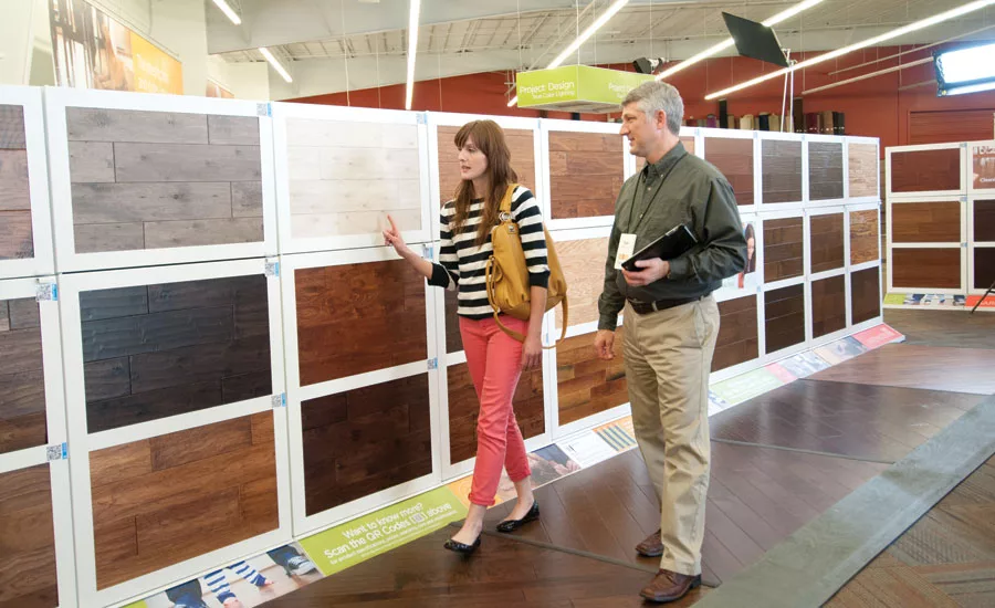 Professional retailers display large samples on private displays