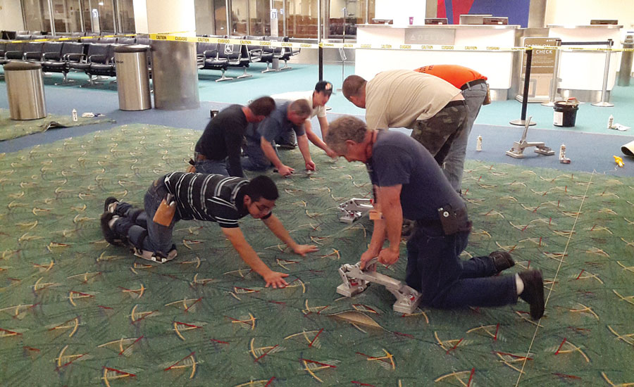 The Portland Airport Carpet Replacement Project That Went Viral 2017 09 Floor Trends Installation