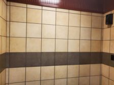 tile installation in commercial restroom