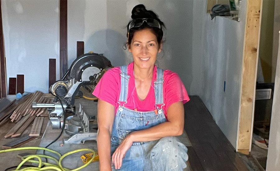 Jennifer Cline installs new hardwood floors