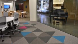 completed modular carpet tile installation