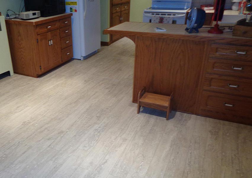 sheet flooring in kitchen