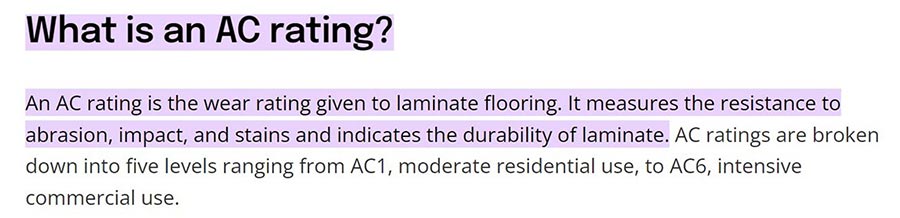 improper definition of an AC rating