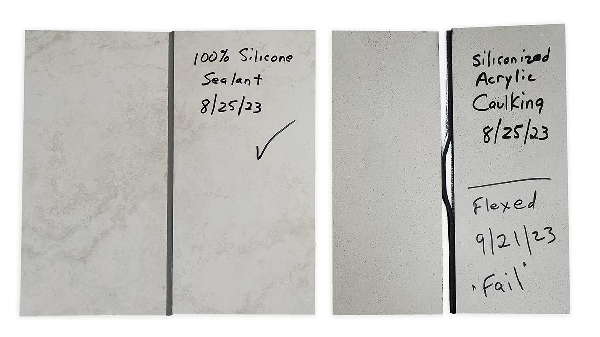 100% silicone sealant vs. siliconized caulk