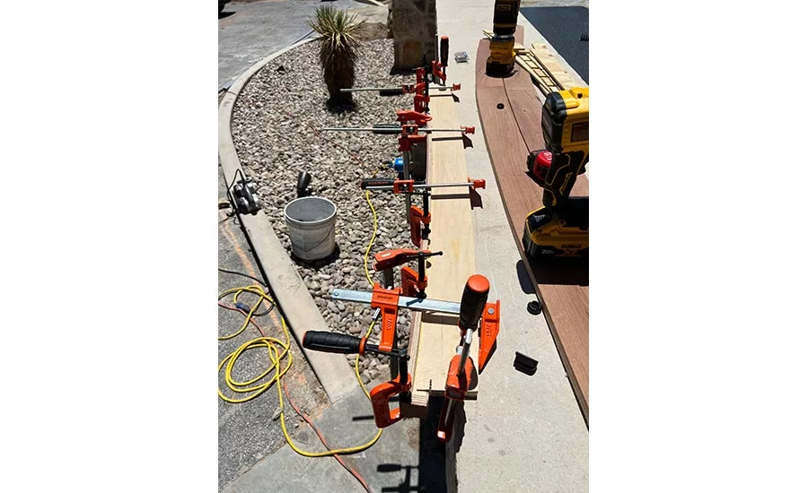 engineered wood flooring fabricated into stair nosing