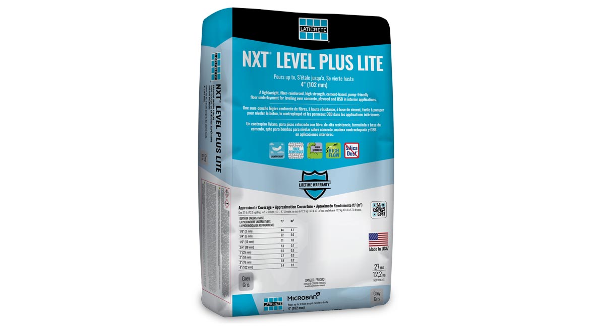 Laticrete’s NXT Level Plus Lite lightweight underlayment
