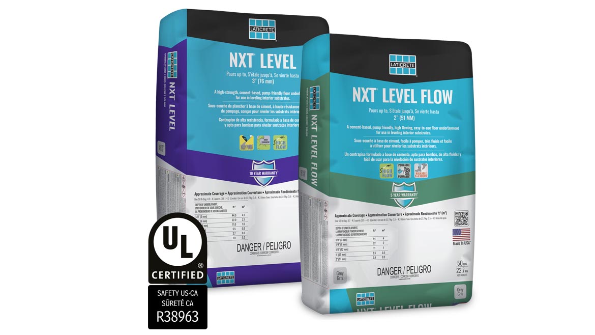 Laticrete’s NXT Level and Flow self-leveling underlayments