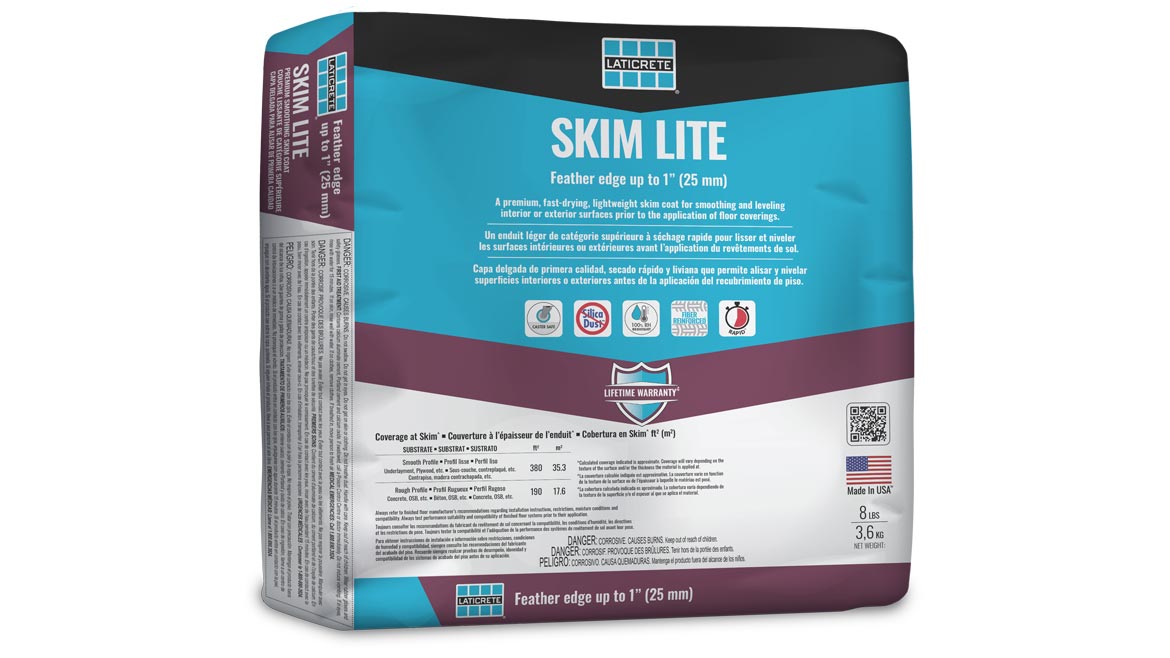 Laticrete’s Skim Lite underlayment