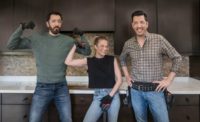 HGTVs Property Brothers in a kitchen with LeAnn Rimes.