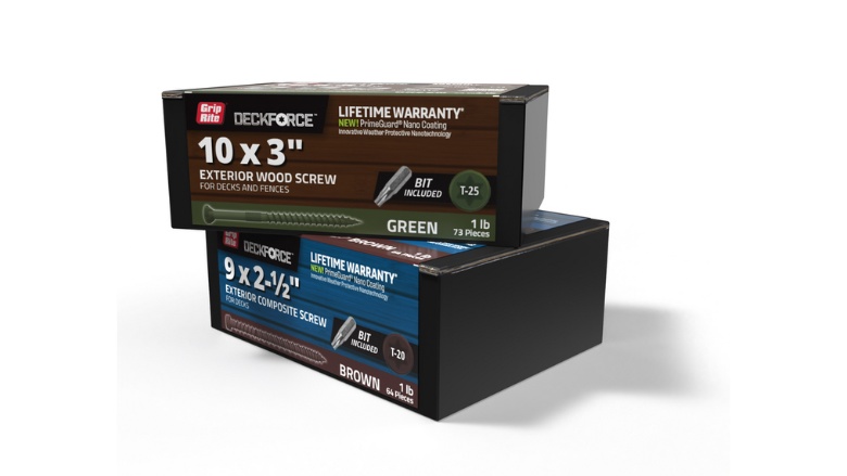 Grip Rite DeckForce wood screws in packaging