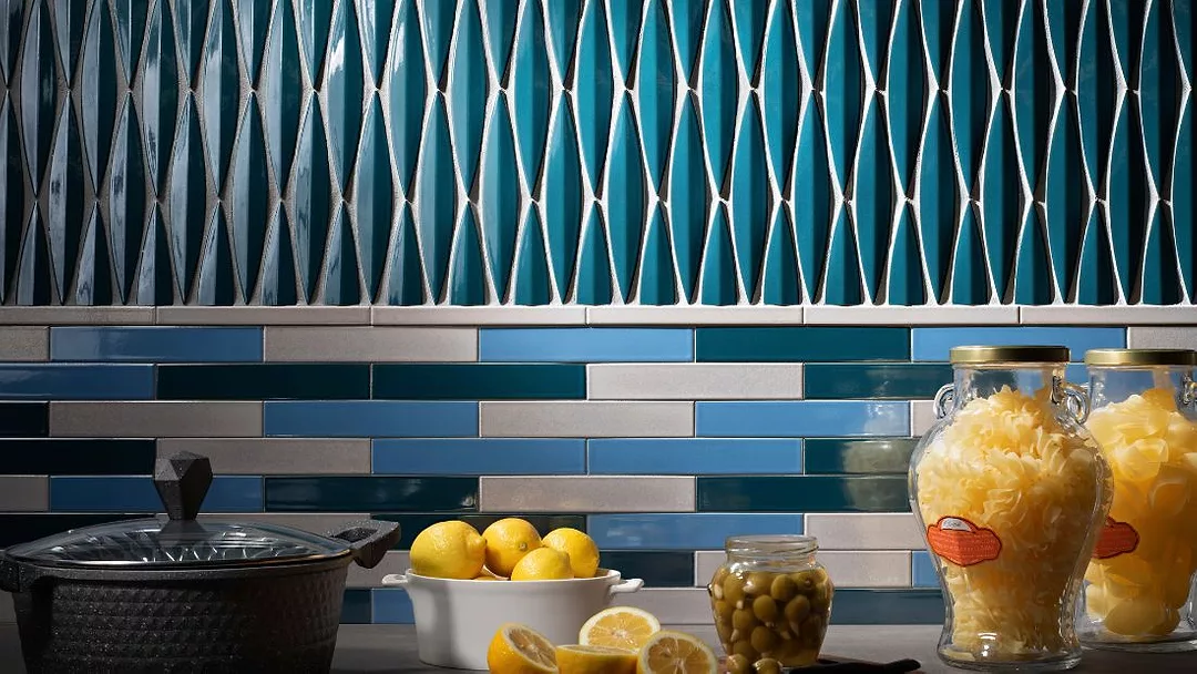 Ka-nū Collection by Lunada Bay Tile on a kitchen backsplash.