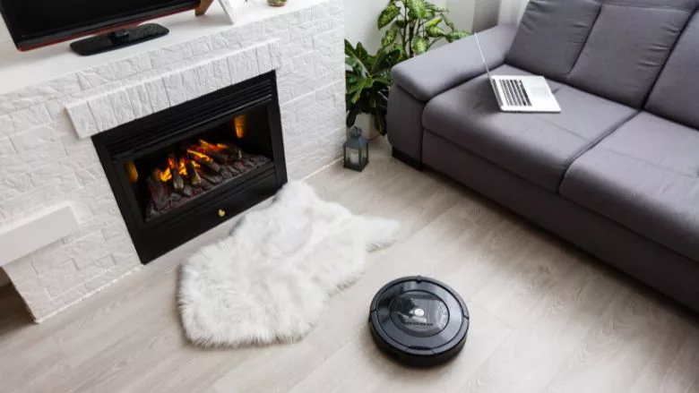 Robotic Vacuum Cleaner in Living Room