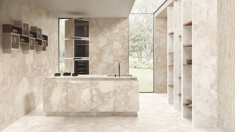 Kitchen with many porcelain surfaces