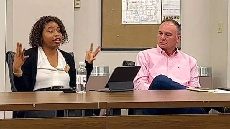 FCEF Board Meeting Andrea Wiggins and Russel Headrick, director of financial services at Shaw Industries 