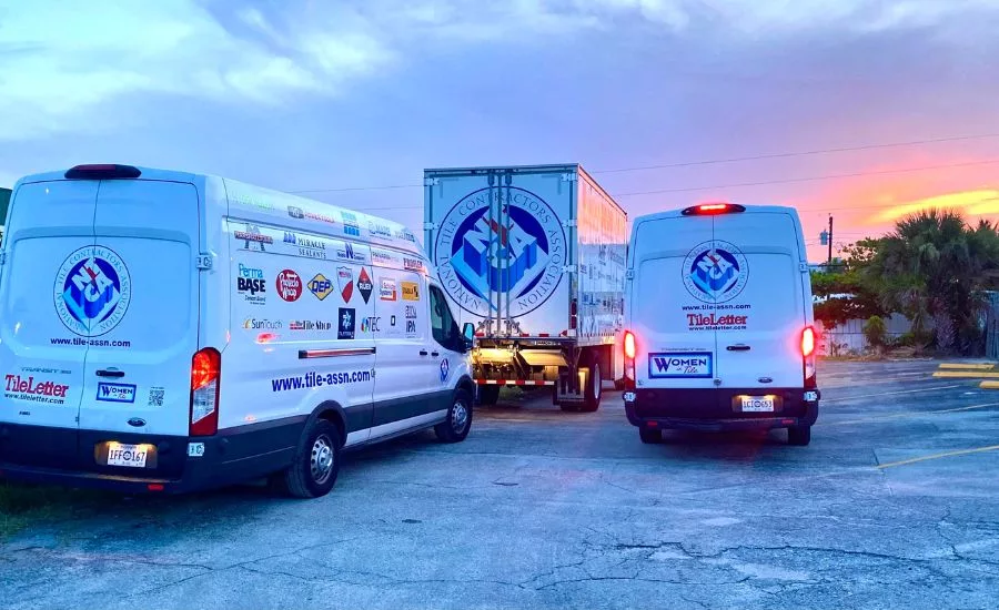 NTCA trucks and vans parked