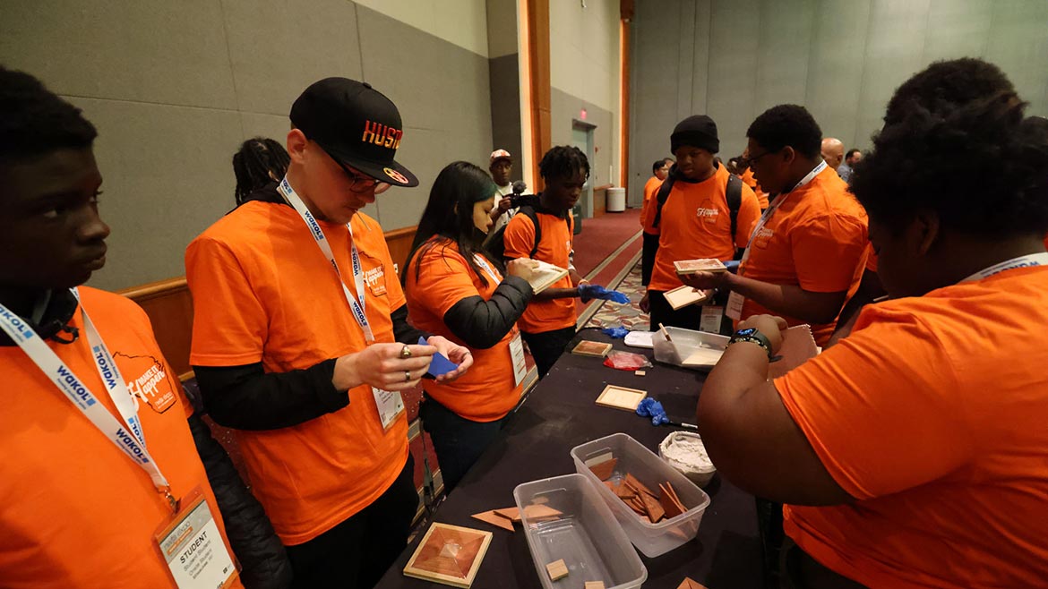 Lenny Hall walks students through project