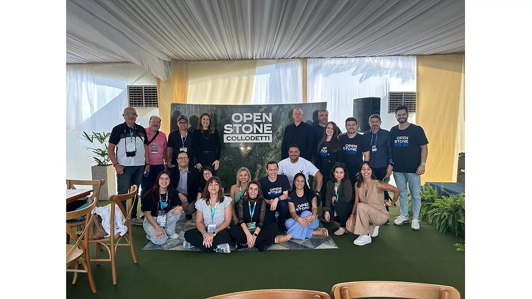 Collodetti group in front of the new green slabs