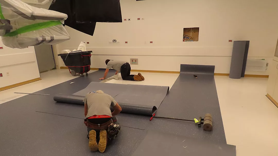 Installing flooring in a hospital setting
