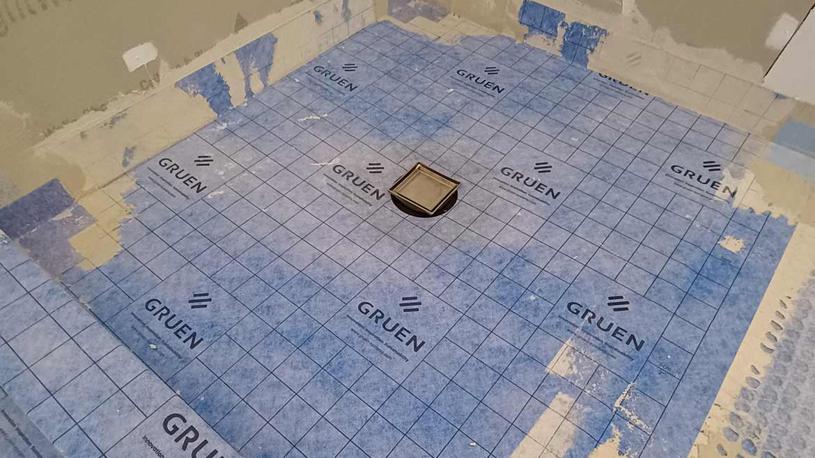 Gruen Point Drain with integrated fabric waterproofing