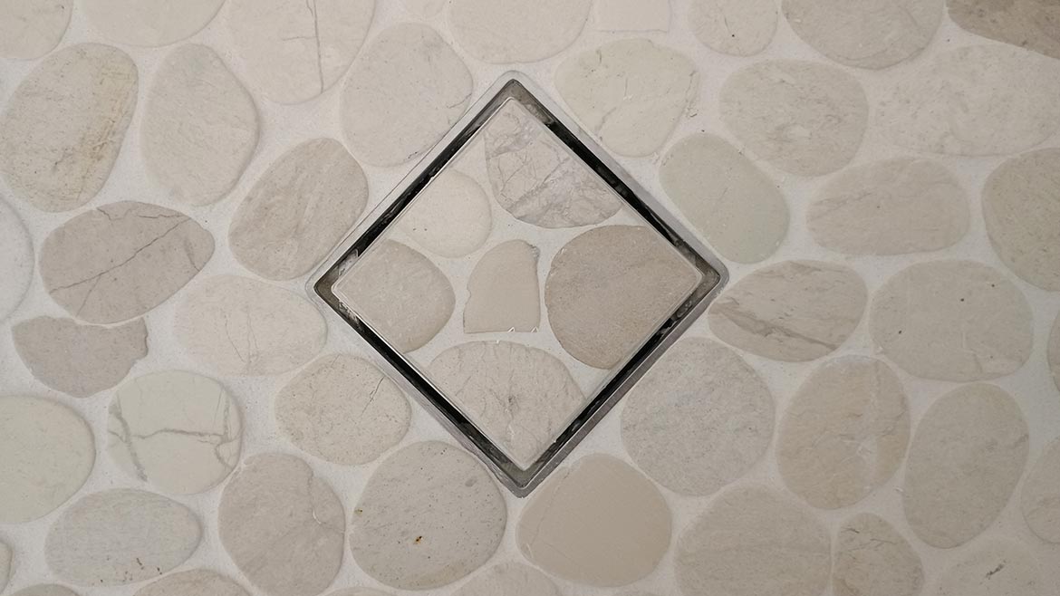 close-up of the drain