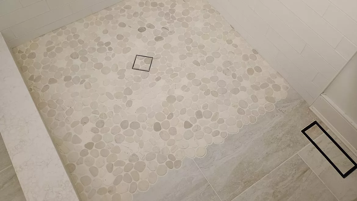 A 3’x4’ semi-curbless shower in a client's guest bath