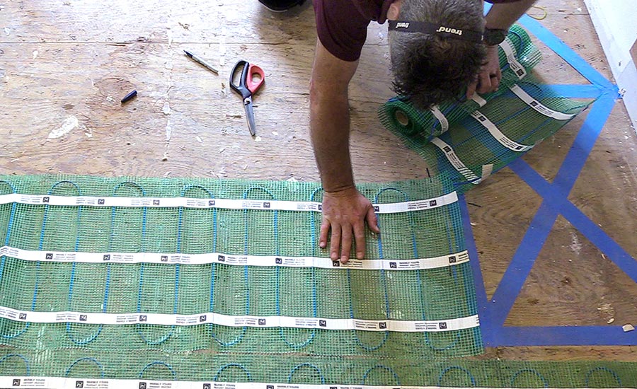 Two of the most common electric floor heating systems are rolls (pictured) and cables with an uncoupling membrane.